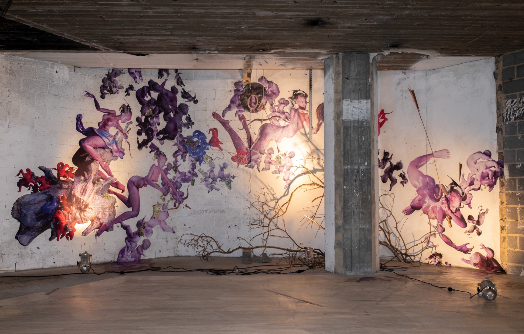 Past edition · Dragon Salomon mural with branches installation